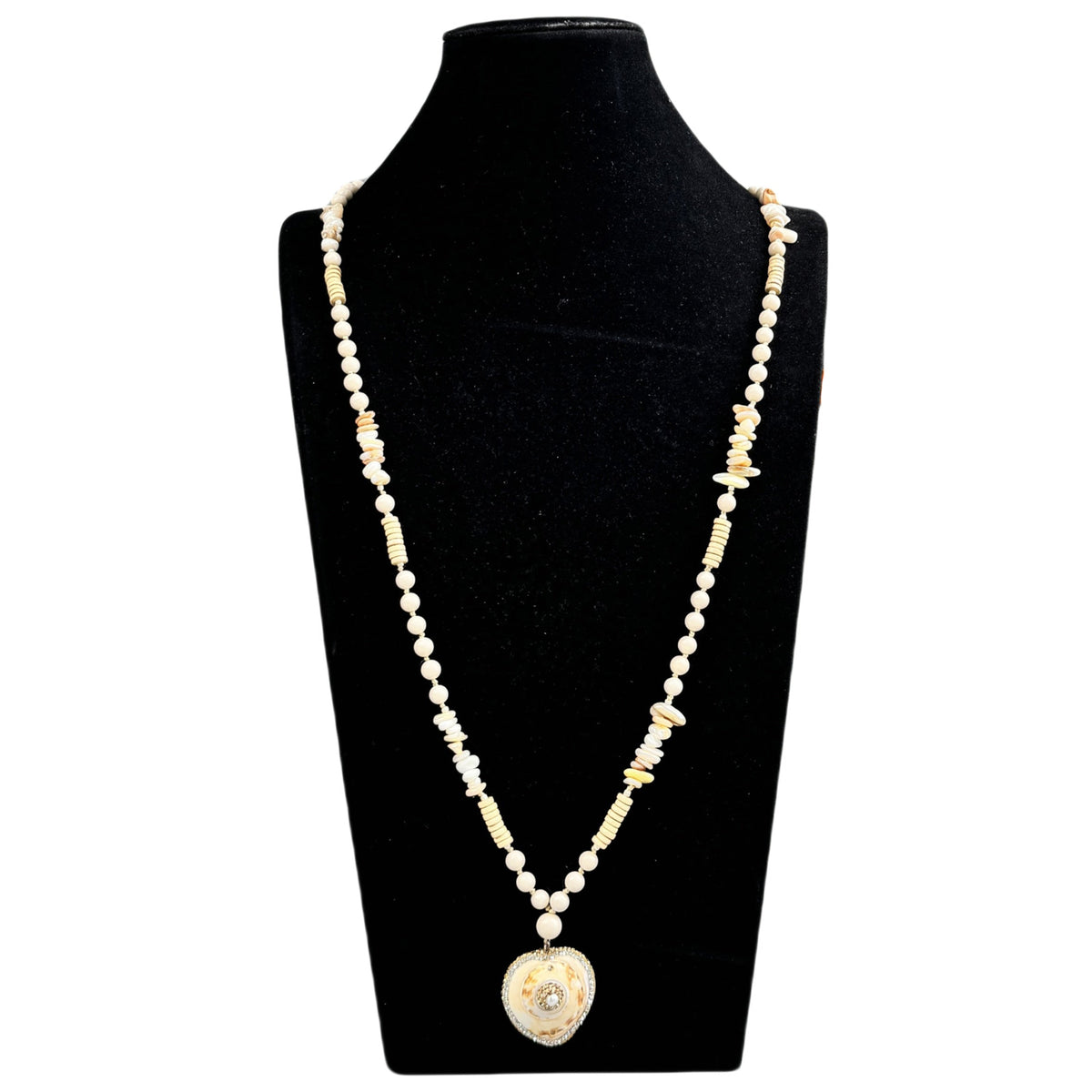 Heart Pendant Fossil Bead Long Necklace N5540 - view 8