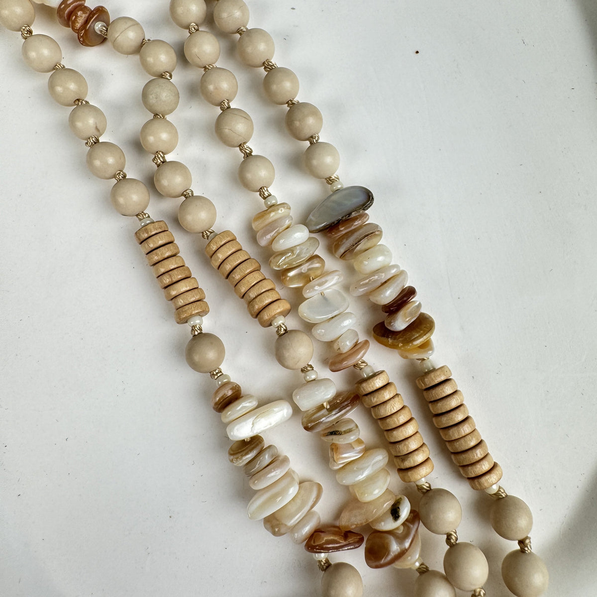 Heart Pendant Fossil Bead Long Necklace N5540 - view 5
