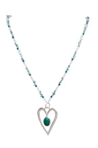 Heart Pendant Blue Apatite Metal Necklace N5550 - view 2