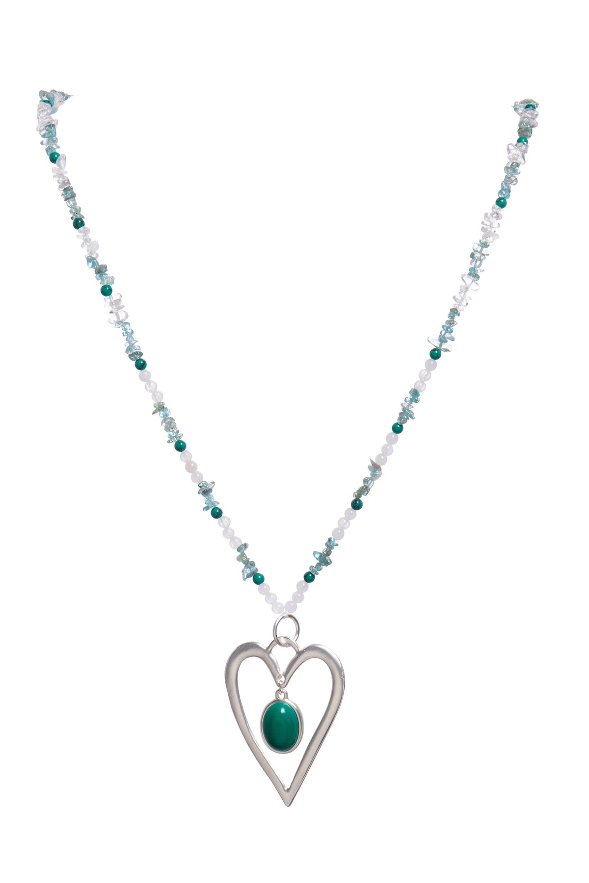 Heart Pendant Blue Apatite Metal Necklace N5550 - view 2