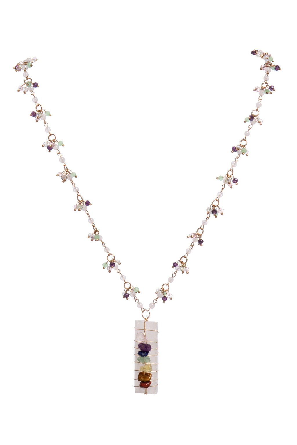 White Jade Stone Pendant Metal Necklace N5575 - view 2