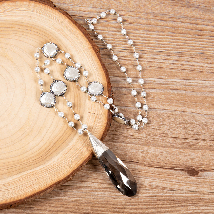 Water Drop Crystal Pearl Necklace N5576
