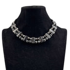 Handmade Black Emperor Jasper Beaded Choker Necklace N5579