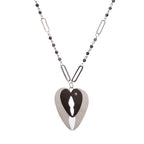 Black Labradorite Heart Pendant Metal Necklace N5584 - view 2