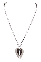 Black Labradorite Heart Pendant Metal Necklace N5584 - view 3
