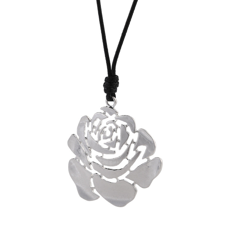 Hollow Rose Flower Metal Necklace N5599