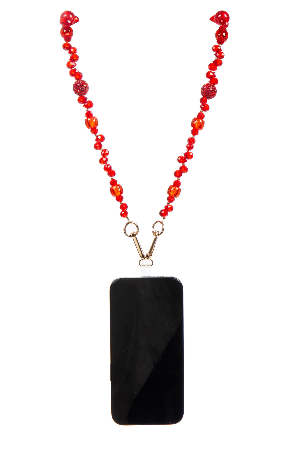 Red Heart Beaded Crystal Crossbody Lanyard PC5632