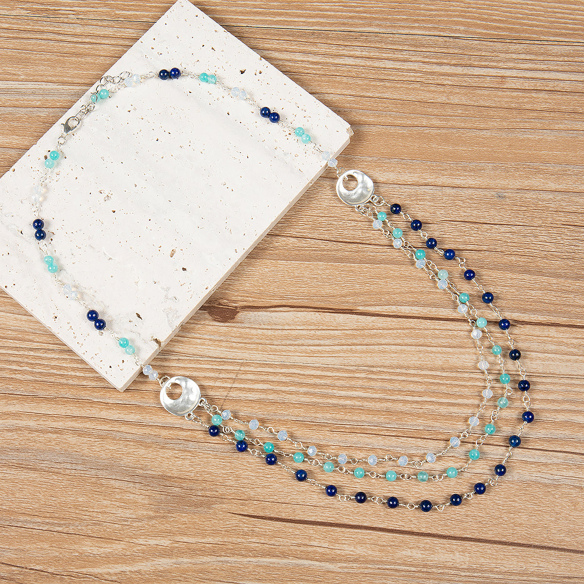 Handmade Lapis Braided Necklace N5673