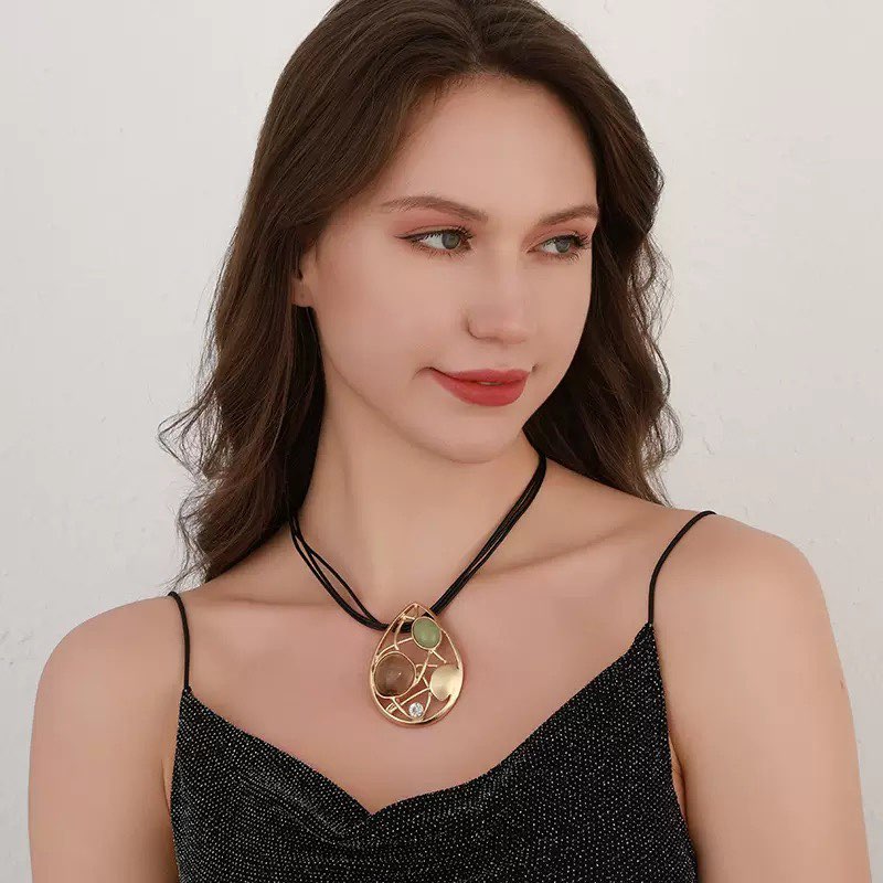 Simple And Stylish Water Drop Metal Necklace N5685 - view 4