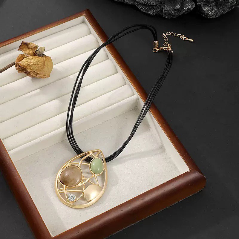 Simple And Stylish Water Drop Metal Necklace N5685 - view 2