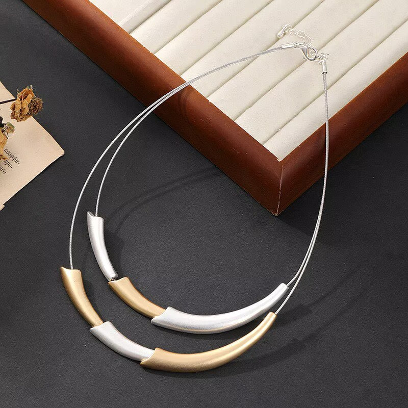 Double U-Shaped Metal Necklace N5687