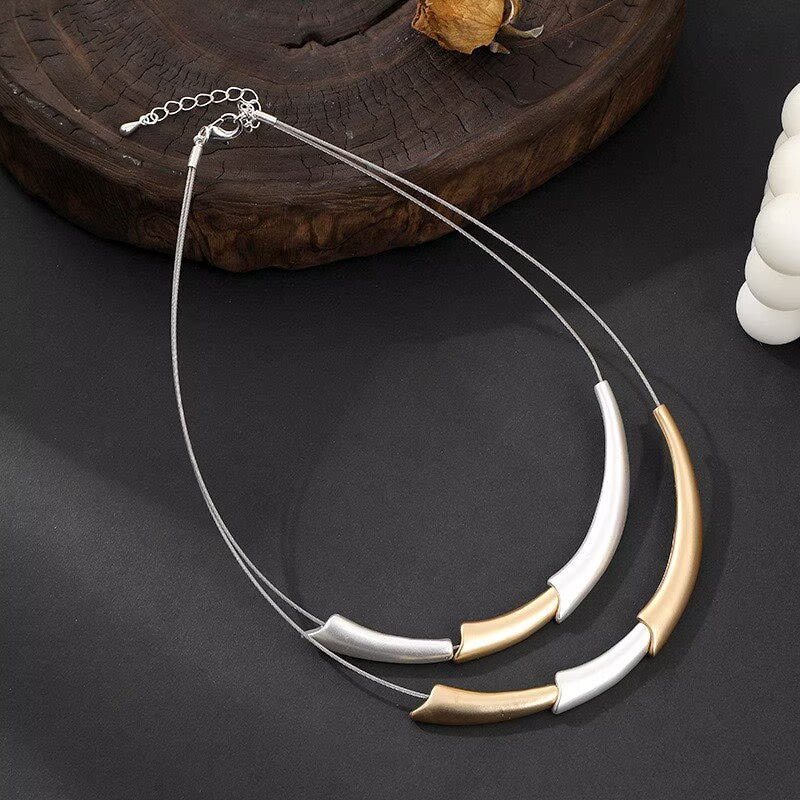 Double U-Shaped Metal Necklace N5687