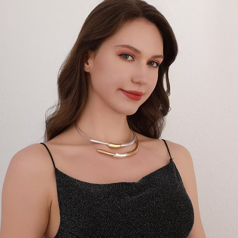 Double U-Shaped Metal Necklace N5687