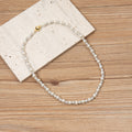 Glass Pearl and Rhinestone Necklace 6MM N5719