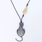 Cat Pendant Leather Necklace N5726
