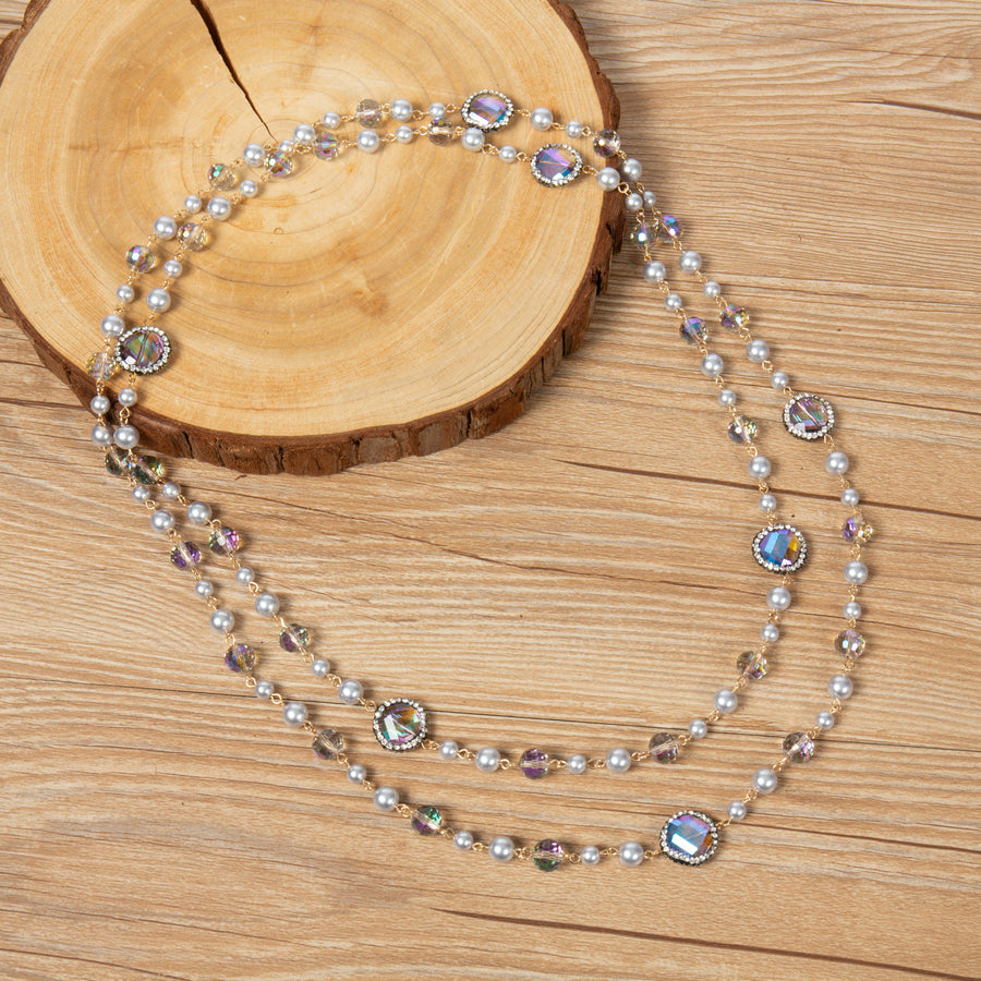Handmade Crystal Round Pendant Necklace N5749