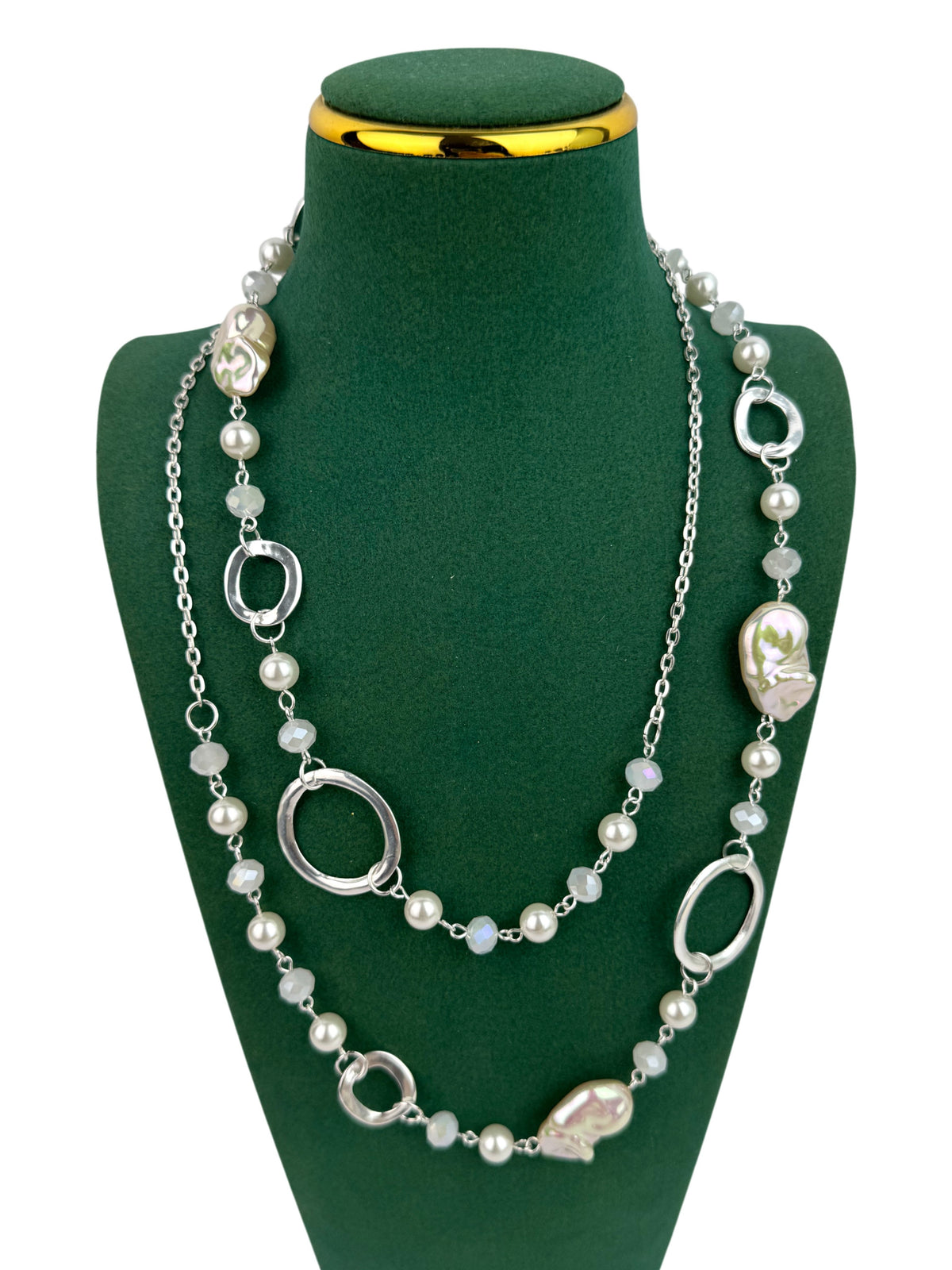 Glass Beads Pearl Alloy Necklace N5775 - view 2
