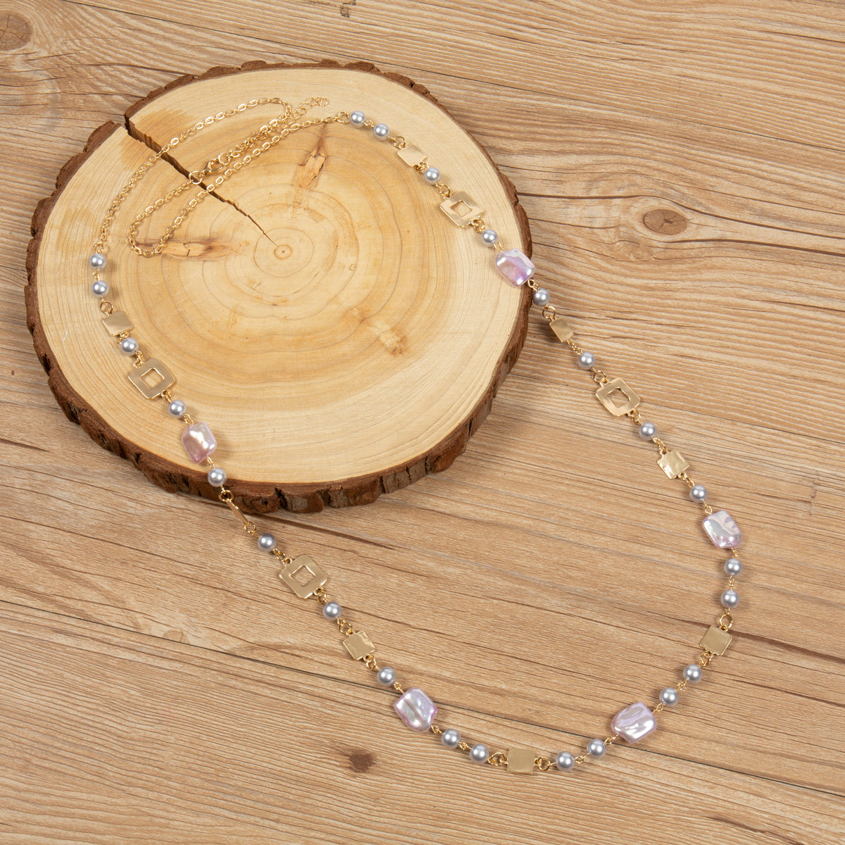 Glass Beads Pearl Alloy Necklace N5778 - view 2