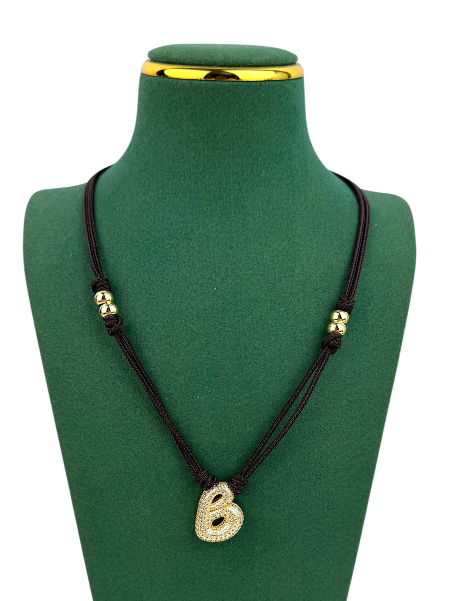 18K Gold Plated Alphabet Cubic Zirconia Necklace N5801