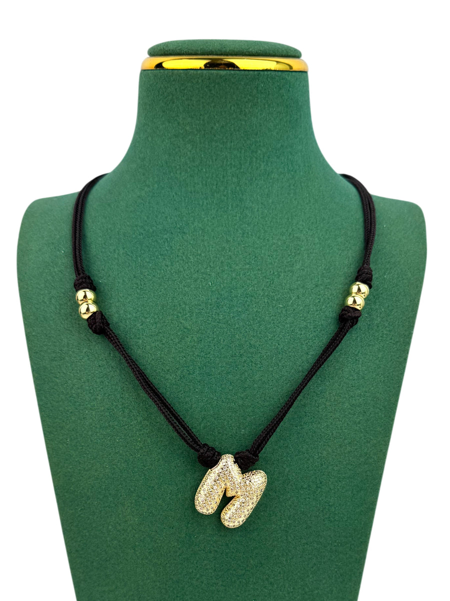 18K Gold Plated Alphabet Cubic Zirconia Necklace N5801
