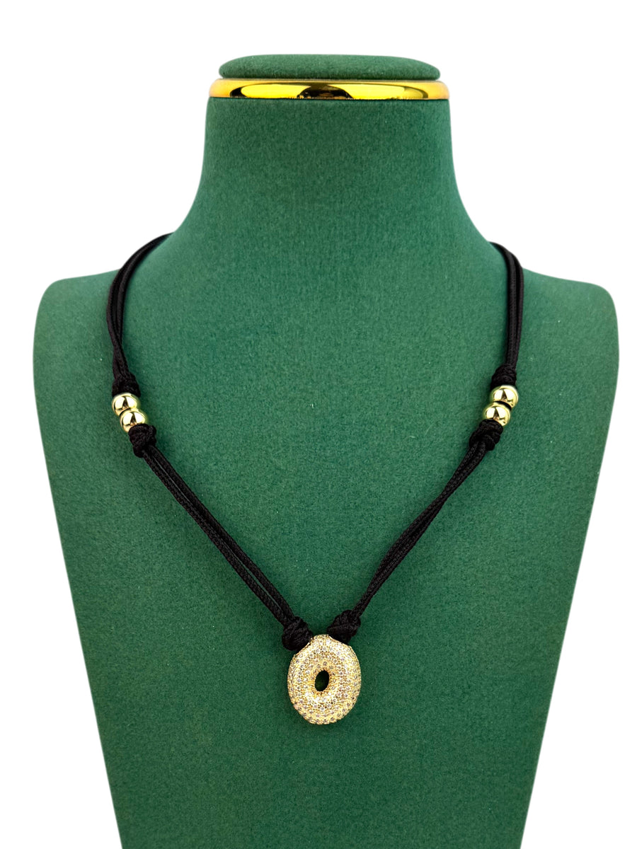 18K Gold Plated Alphabet Cubic Zirconia Necklace N5801