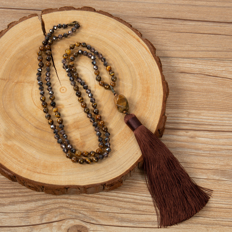 Tassel Pendant Tiger Eye Necklace N5819