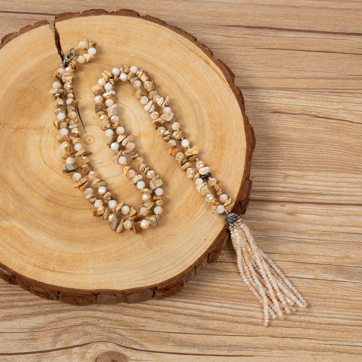Tassel Pendant Picture Jasper Necklace N5829 - Picture Jasper