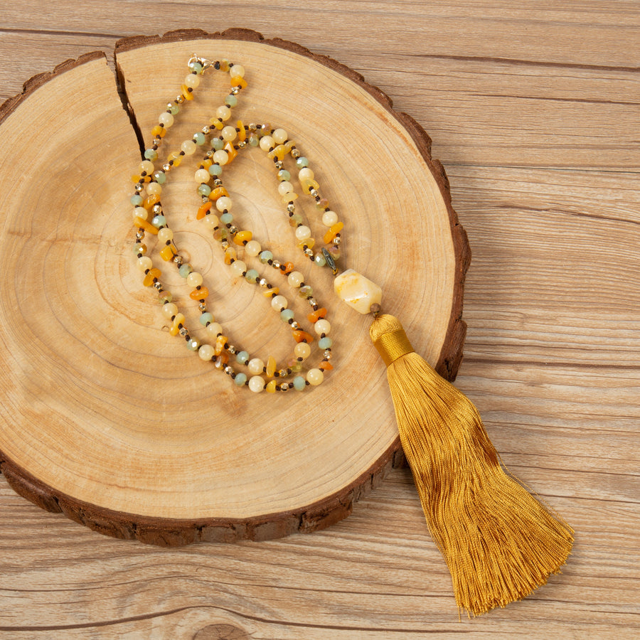 Tassel Pendant Yellow Jade Necklace N5834