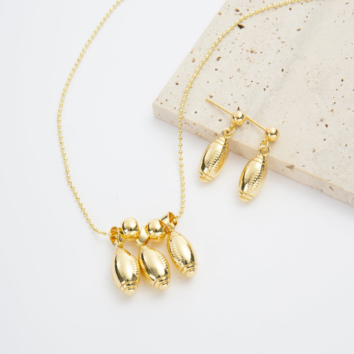 18K Gold-Plated Football Pendant Necklace N5850-SET