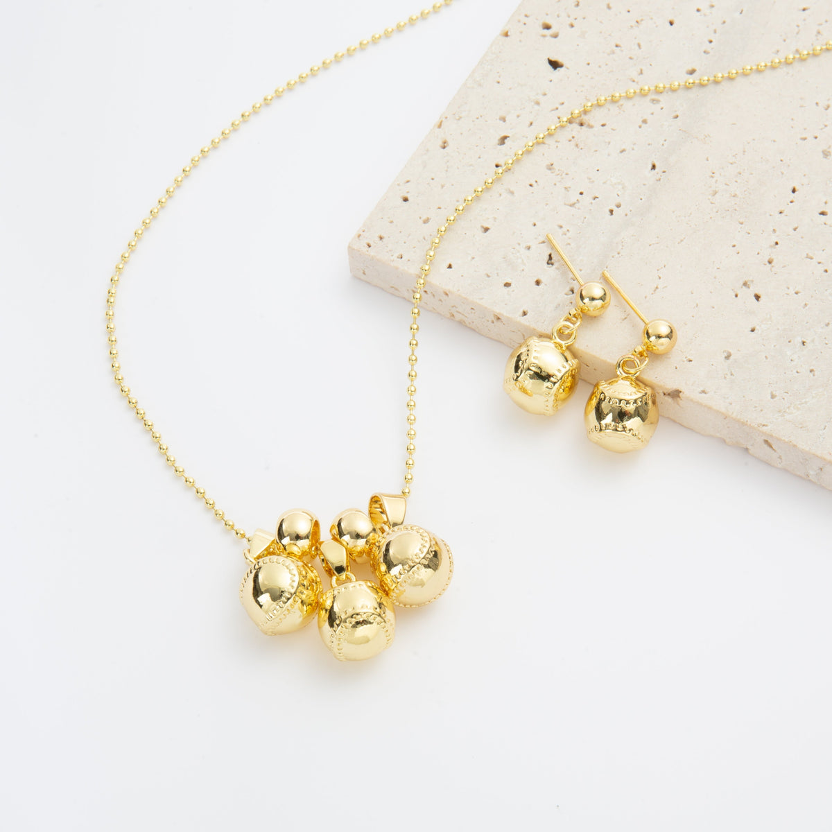 18K Gold-Plated Bell Pendant Necklace N5851-SET