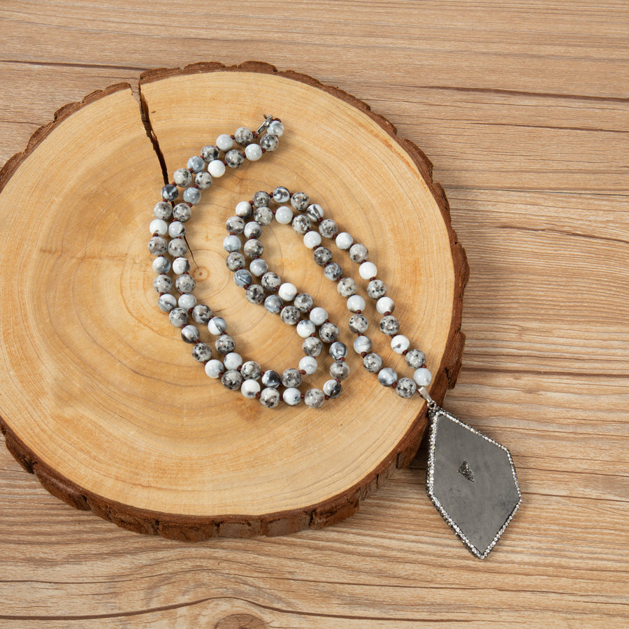 Sesame Black Pendant Druzy Necklace N5828