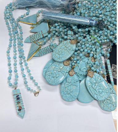 Cracked Turquoise Necklace N5954 - view 2