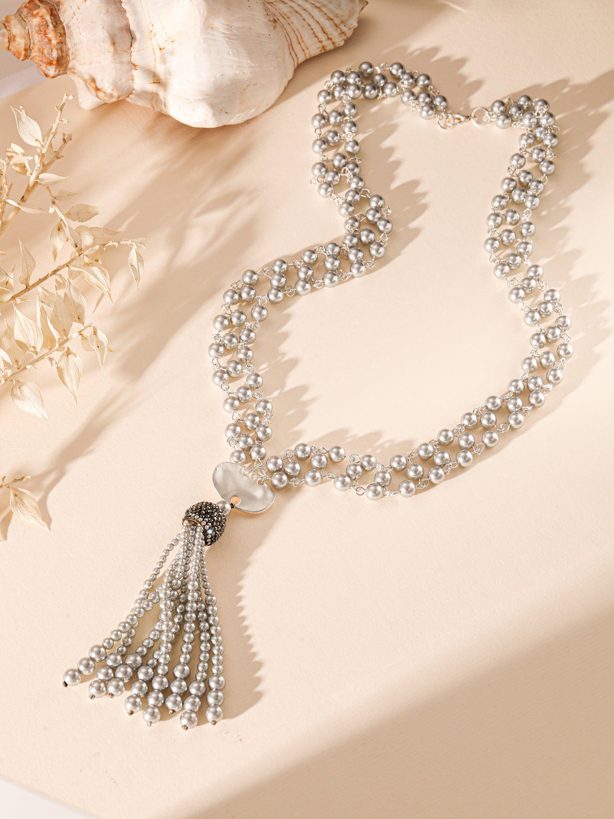 Glass Beads Metal Necklace N5970