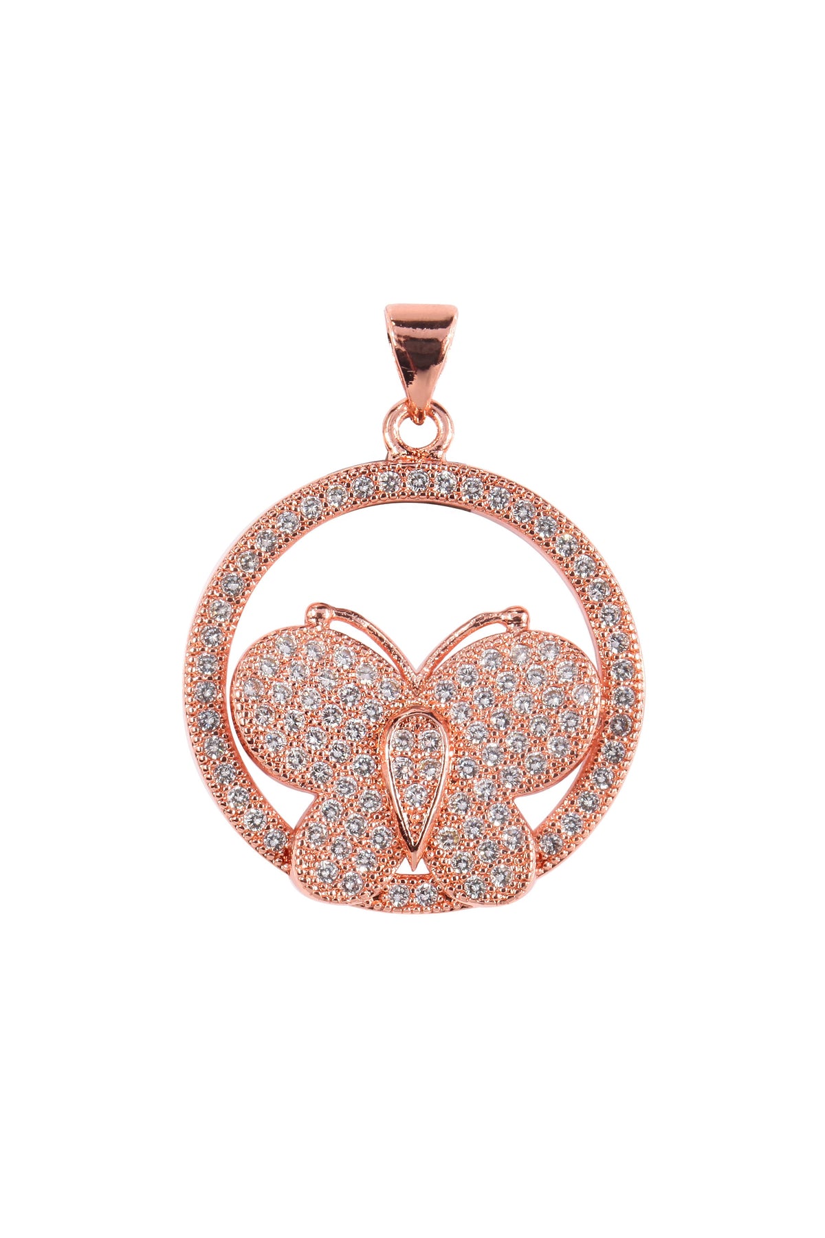 Circle Butterfly Zircon Pendant For Bracelet BP0574