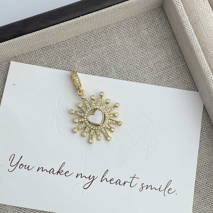 18K Gold-Plated Heart-Shaped Cubic Zirconia Pendant P0691