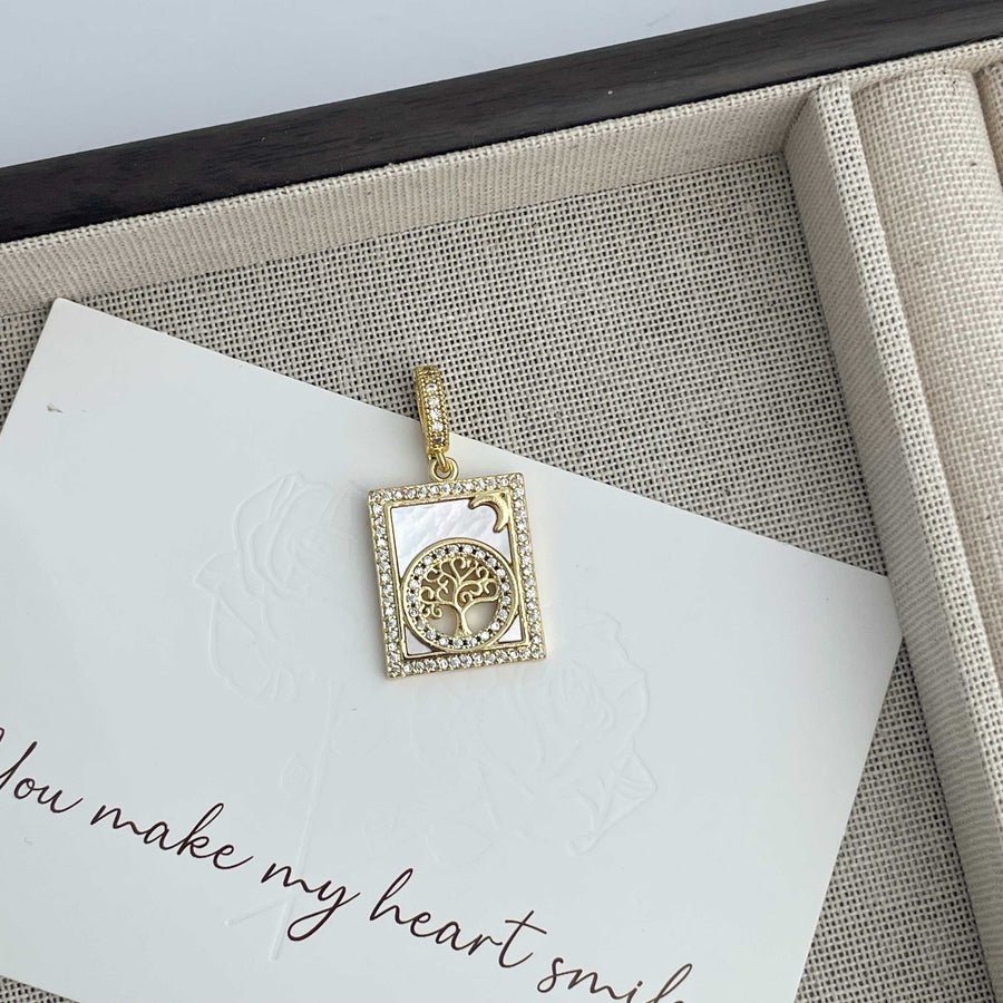 18K Gold-Plated Tree Cubic Zirconia Pendant P0696