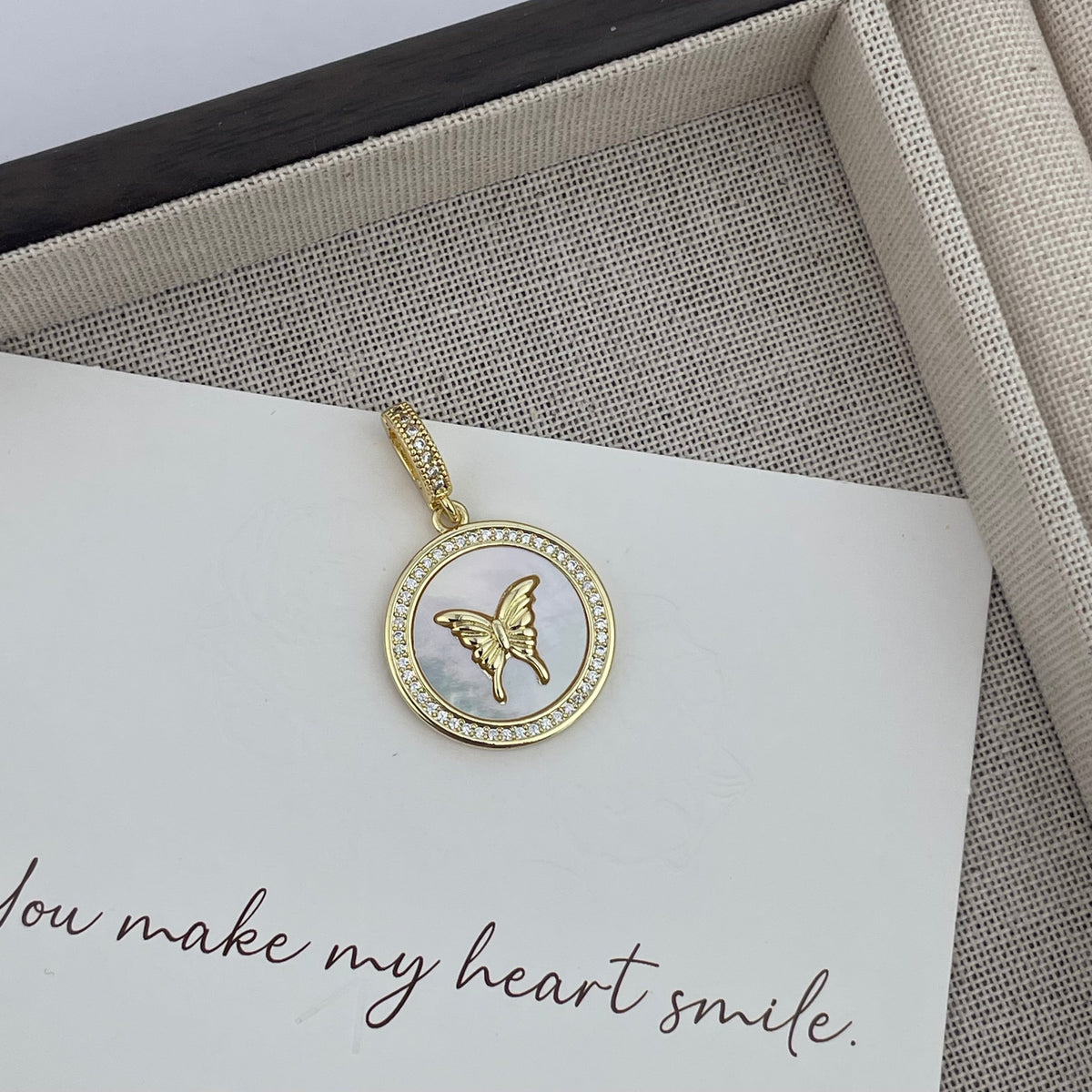 18K Gold-Plated Butterfly Cubic Zirconia Pendant P0697