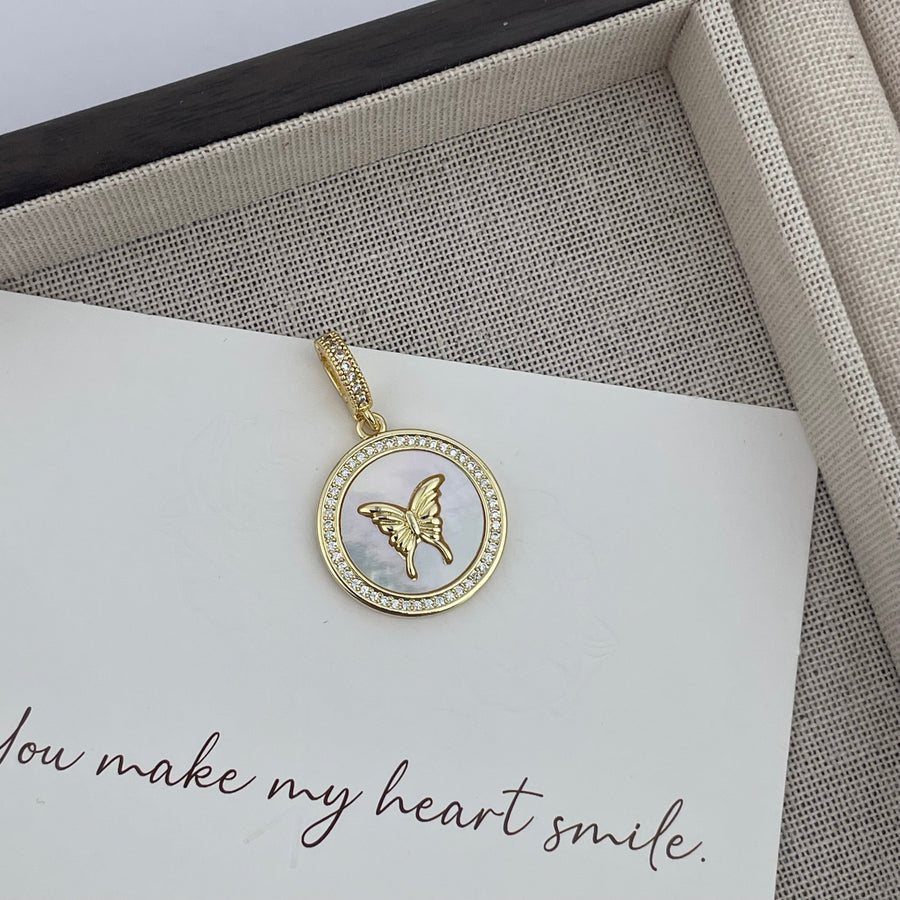 18K Gold-Plated Butterfly Cubic Zirconia Pendant P0697