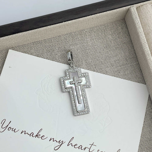 18K Gold-Plated Cross Cubic Zirconia Pendant P0682