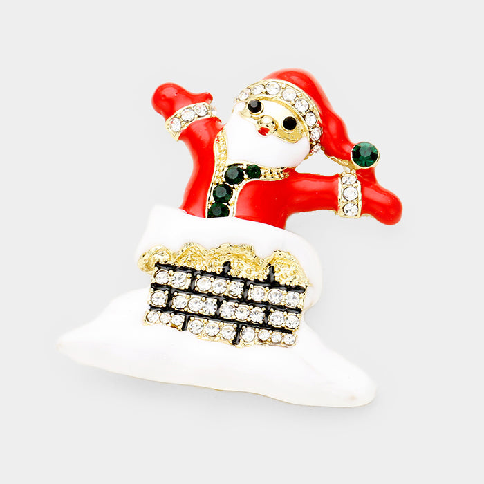 Santa Chimney Brooch P1278