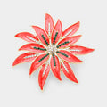 Poinsettia Rhinestone Brooch P1292