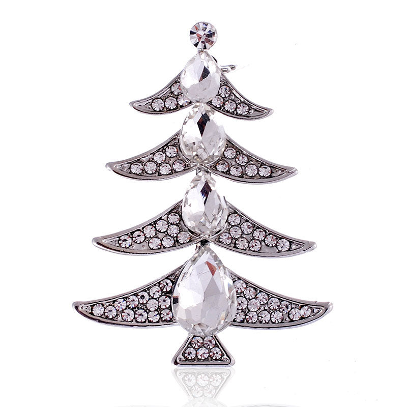Christmas Tree Rhinestone Brooch P1432
