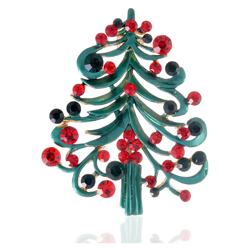 Christmas Tree Rhinestone Brooch P1441