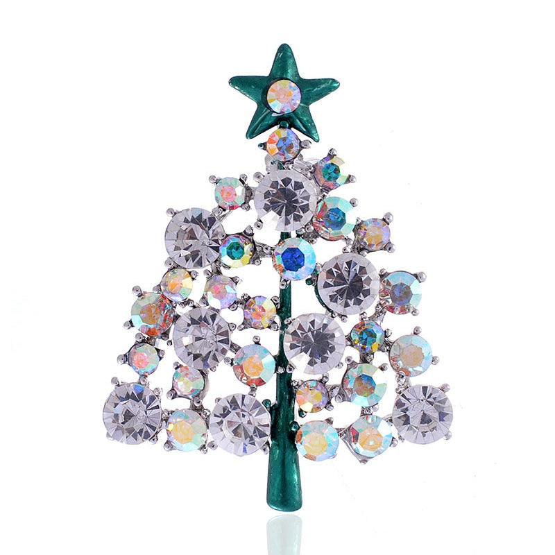 Christmas Tree Rhinestone Brooch P1442