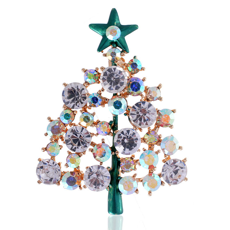 Christmas Tree Rhinestone Brooch P1442