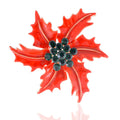 Red Poinsettia Rhinestone Brooch P1443