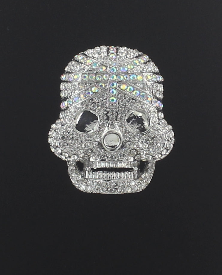 Crystal Accent Union Jack Skull Brooch PA3138