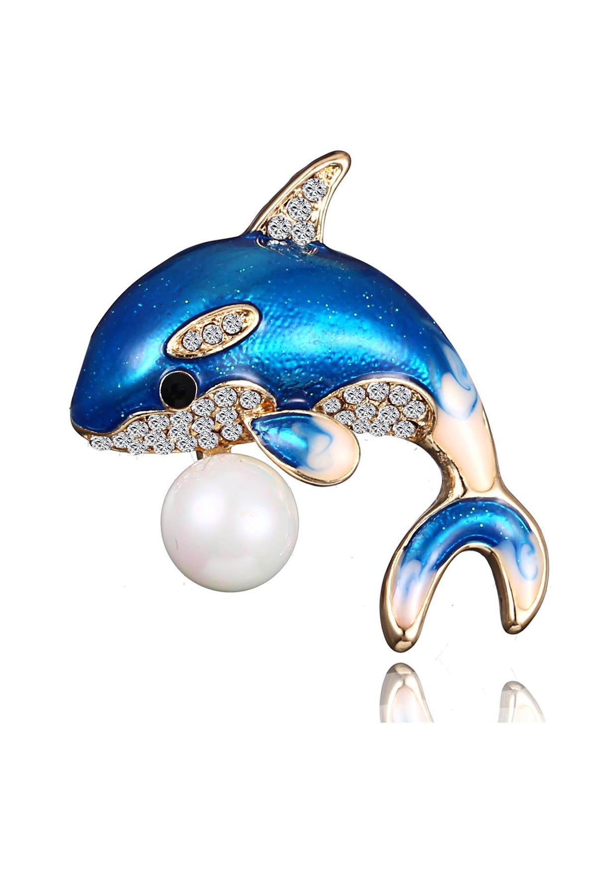 Alloy Rhinestone Dolphin Brooch PA3178