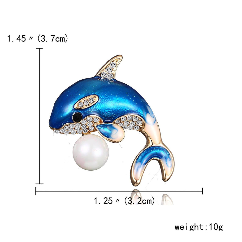 Alloy Rhinestone Dolphin Brooch PA3178