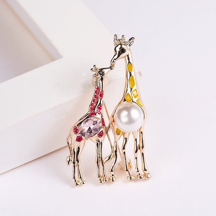 Alloy Two Giraffe Brooch PA3261
